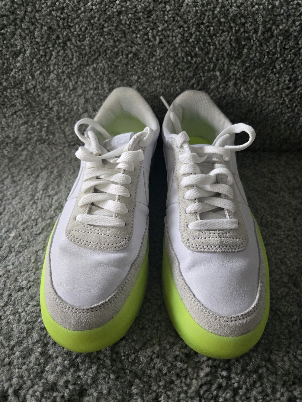Nike White Sneakers with Neon Green Accents